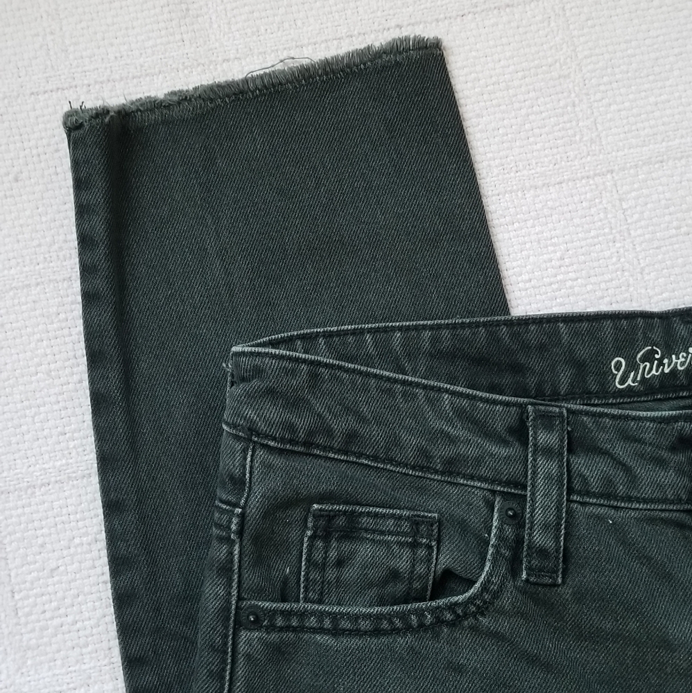 Cropped/Frayed Black Jeans